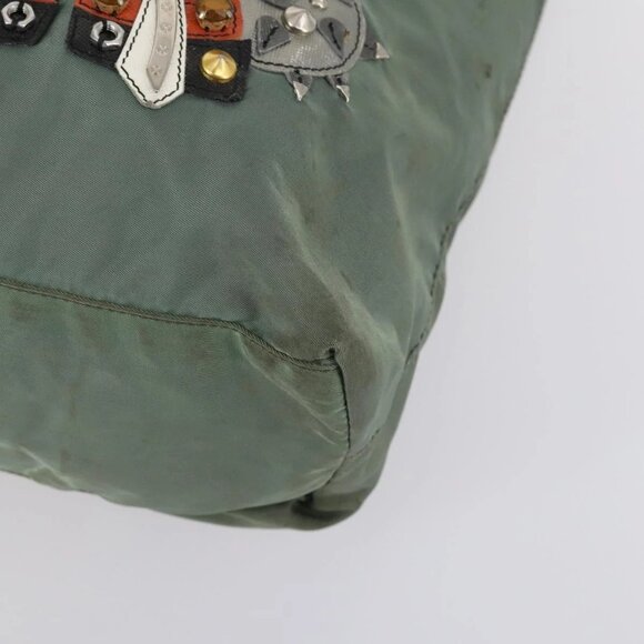 PRADA Shoulder Bag Nylon Leather 2 Set Khaki Black Auth gh1001 - Picture 12 of 16